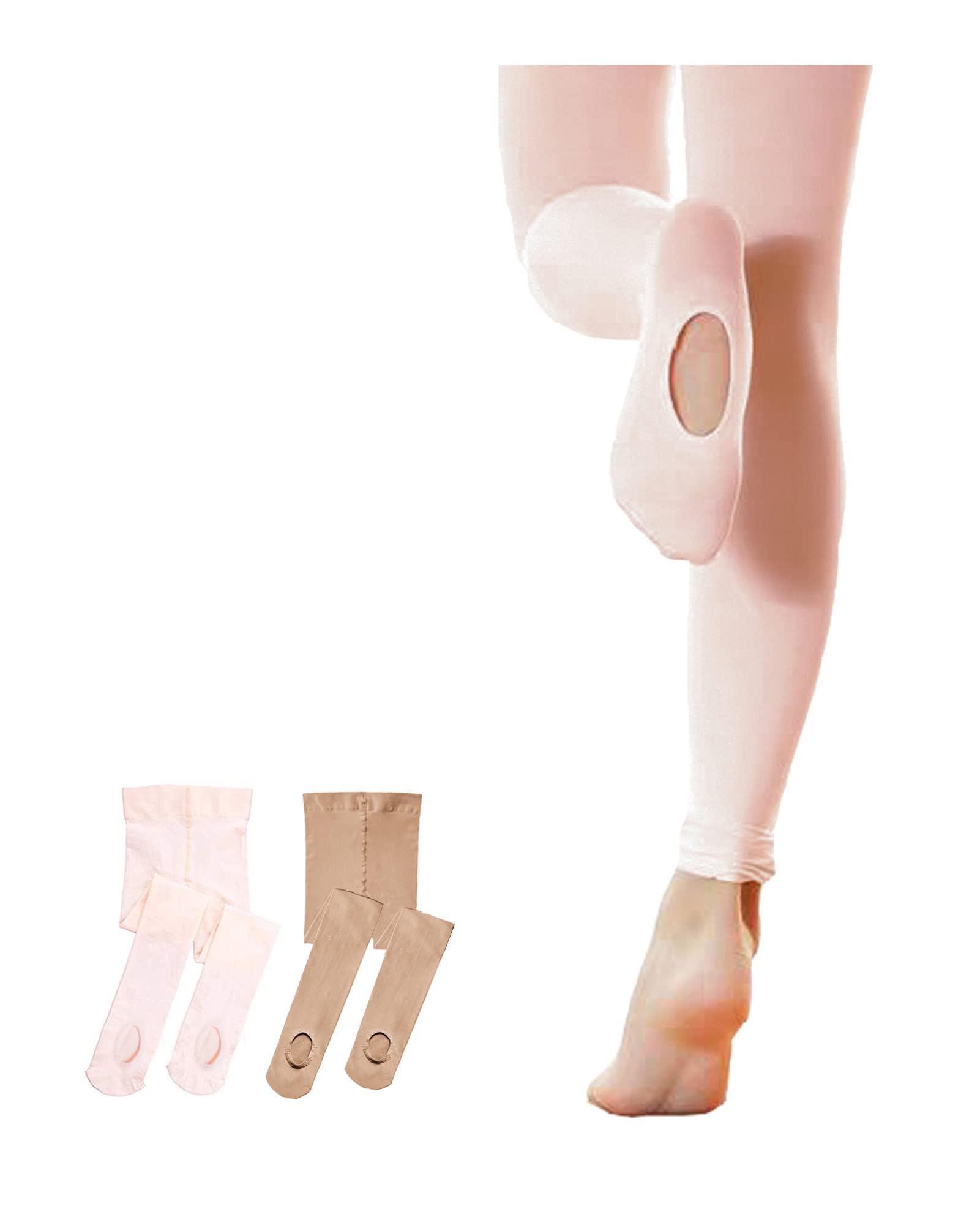 Stelle Girls' Convertible & Transition Ballet Tights for Toddler Dance Kid | High Waist, Stretch, Opaque, Soft Footless Stockings, Teen & Youth Pantyhose, Ballerina, Class, Studio, Performance, Recital