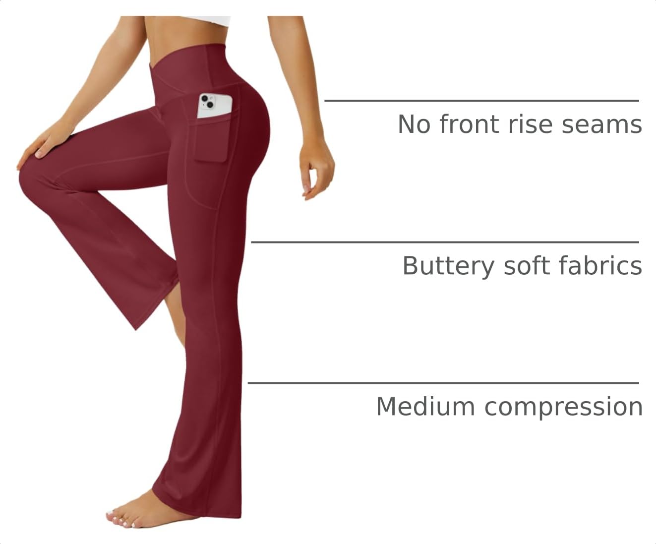 FOHOFO Yoga Pants Women, Flare Leggings for Women with Pockets Crossover High Waisted Bootcut Yoga Pants