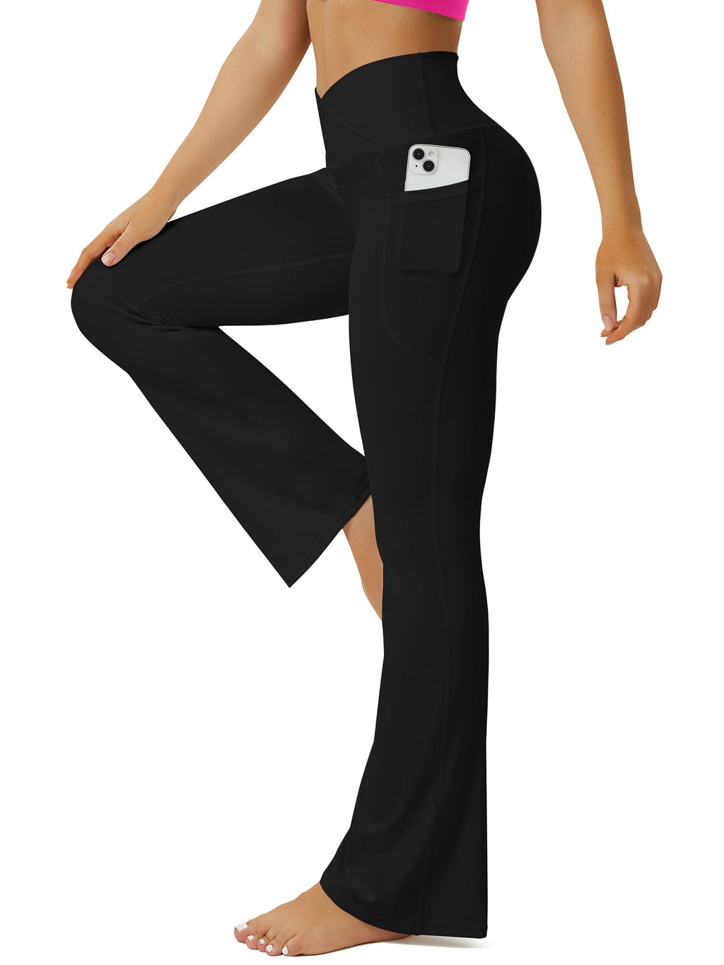 FOHOFO Yoga Pants Women, Flare Leggings for Women with Pockets Crossover High Waisted Bootcut Yoga Pants