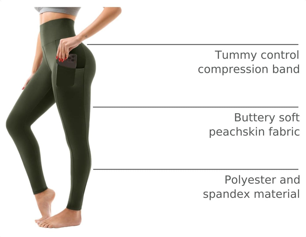 SINOPHANT High Waisted Leggings Women with Pockets | Women, Full Length, Buttery Soft Stretchy, Yoga Pants