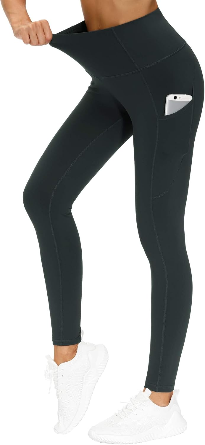 THE GYM PEOPLE Women's Thick High Waist Yoga Pants Workout Leggings | Tummy Control, Deep Side Pockets, Squat-proof, hidden waistband pocket, Flatlock Seams, Running, Yoga, Workout, Athletic