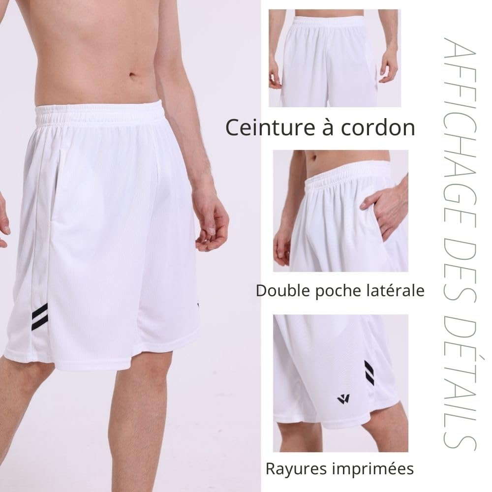 Lot de 5 shorts de sport pour homme avec poches et taille élastique, séchage rapide, shorts de course à pied