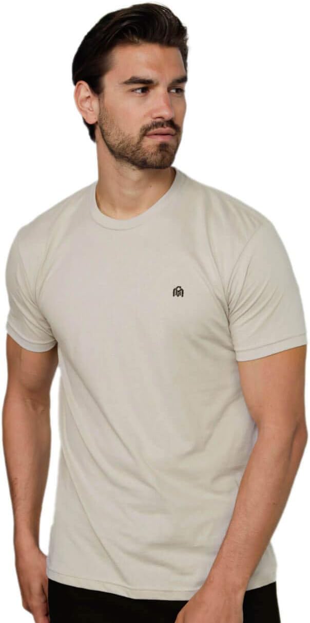 Mens T Shirts Soft Cotton Crew Neck Athletic Fit Casual Tees S-4XL | Soft cotton blend casual tee shirts with 4-way stretch - tag-free athletic fit for gym, work & casual everyday wear.