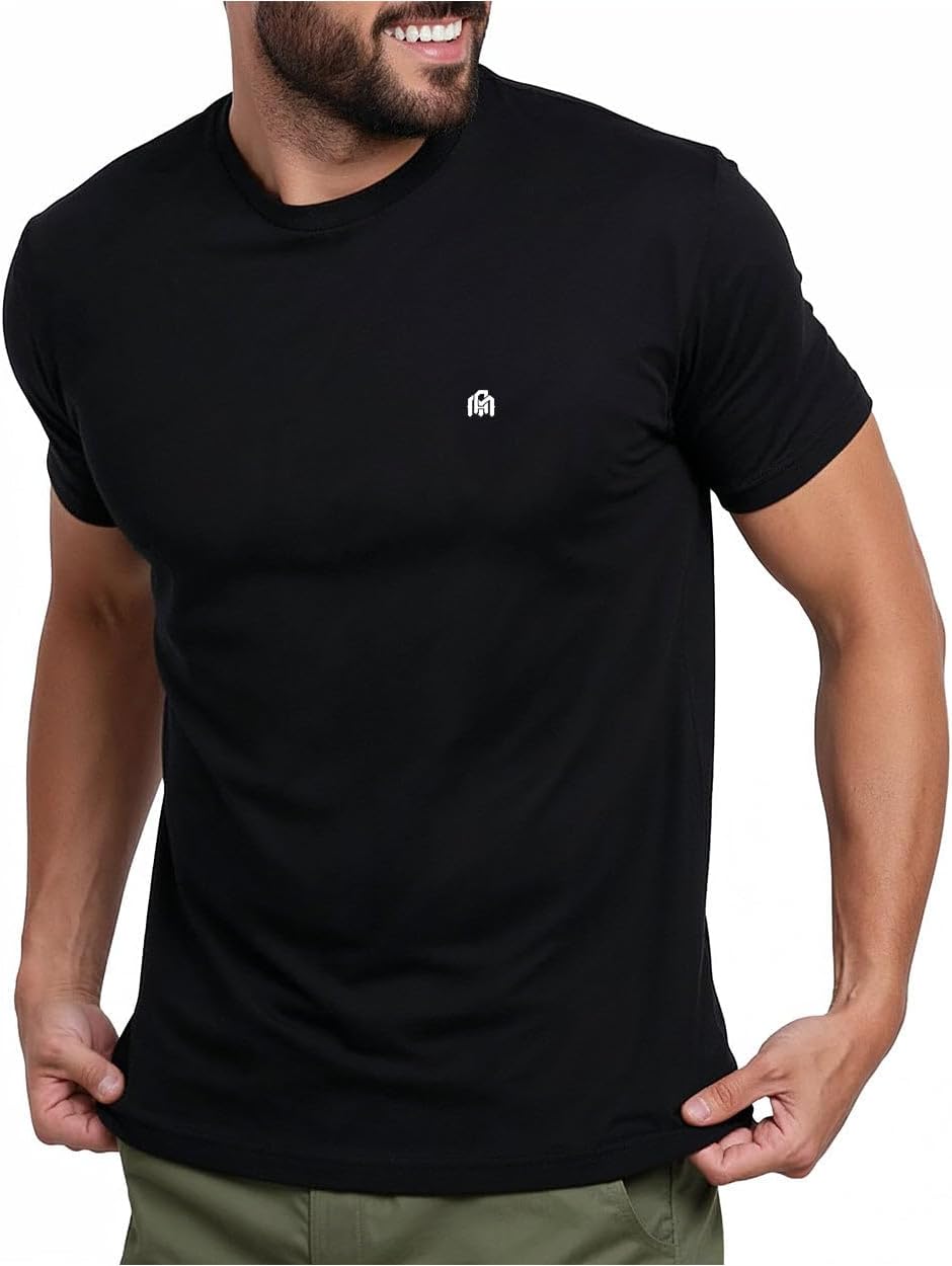 Mens T Shirts Soft Cotton Crew Neck Athletic Fit Casual Tees S-4XL | Soft cotton blend casual tee shirts with 4-way stretch - tag-free athletic fit for gym, work & casual everyday wear.