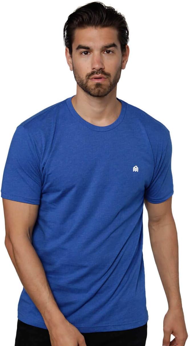 Mens T Shirts Soft Cotton Crew Neck Athletic Fit Casual Tees S-4XL | Soft cotton blend casual tee shirts with 4-way stretch - tag-free athletic fit for gym, work & casual everyday wear.