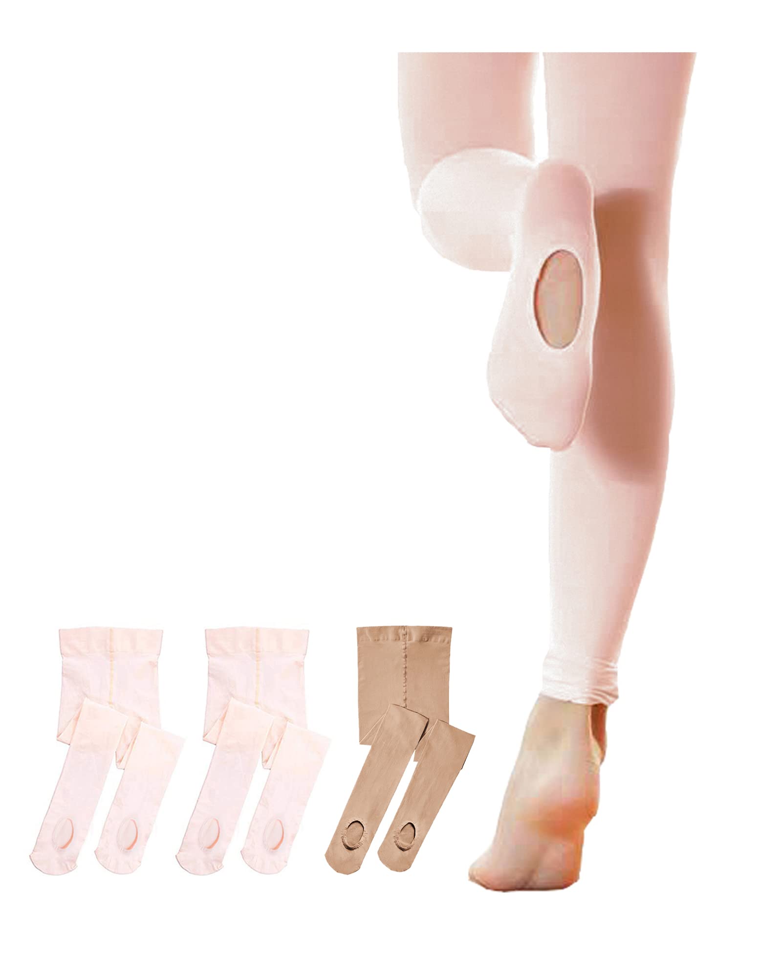 Stelle Girls' Convertible & Transition Ballet Tights for Toddler Dance Kid | High Waist, Stretch, Opaque, Soft Footless Stockings, Teen & Youth Pantyhose, Ballerina, Class, Studio, Performance, Recital