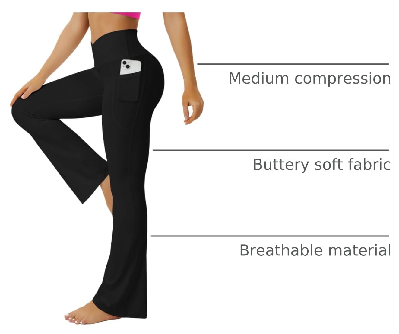 FOHOFO Yoga Pants Women, Flare Leggings for Women with Pockets Crossover High Waisted Bootcut Yoga Pants
