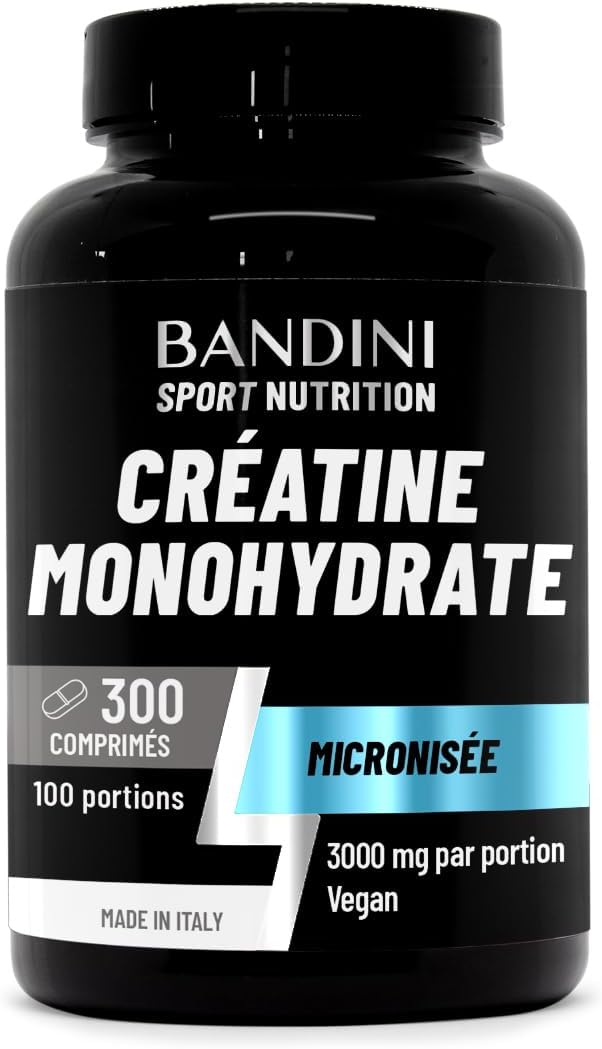 Bandini® Créatine Monohydrate 300 Comprimés (+3 Mois) 3000mg à dose - | Augmente les Performances Physiques & la Force Musculaire - Booster Musculation Puissant - Creatine Micronisée Pure et Vegan