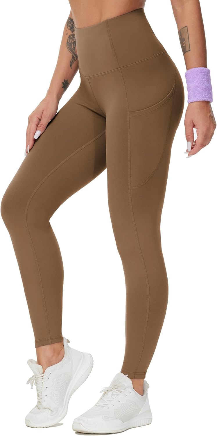 THE GYM PEOPLE Women's Thick High Waist Yoga Pants Workout Leggings | Tummy Control, Deep Side Pockets, Squat-proof, hidden waistband pocket, Flatlock Seams, Running, Yoga, Workout, Athletic