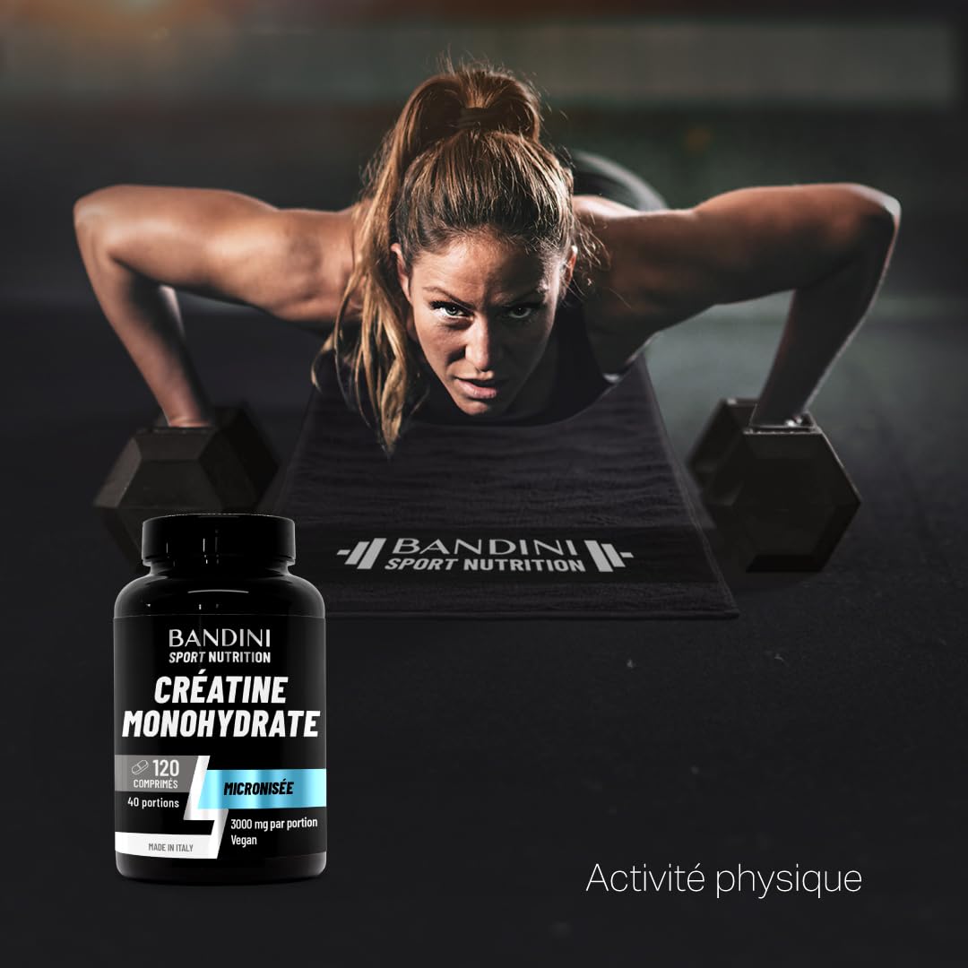 Bandini® Créatine Monohydrate 300 Comprimés (+3 Mois) 3000mg à dose - | Augmente les Performances Physiques & la Force Musculaire - Booster Musculation Puissant - Creatine Micronisée Pure et Vegan
