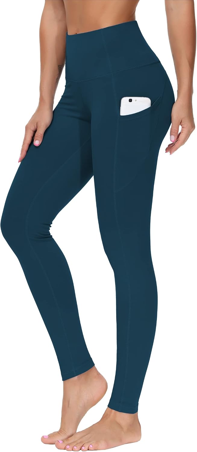 THE GYM PEOPLE Women's Thick High Waist Yoga Pants Workout Leggings | Tummy Control, Deep Side Pockets, Squat-proof, hidden waistband pocket, Flatlock Seams, Running, Yoga, Workout, Athletic