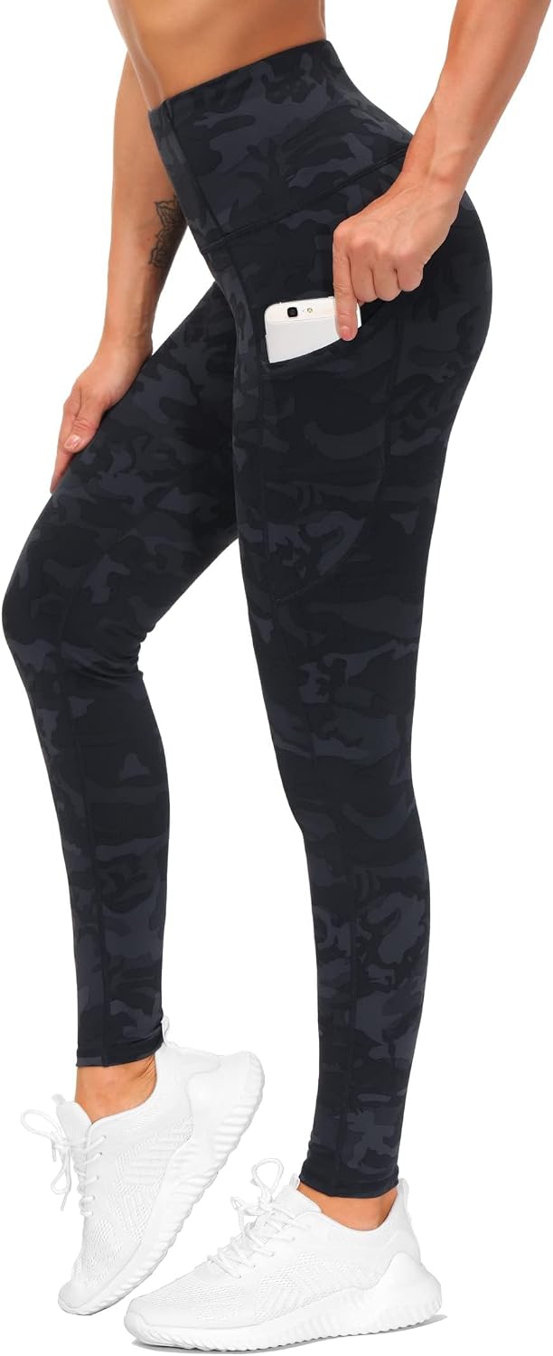 THE GYM PEOPLE Women's Thick High Waist Yoga Pants Workout Leggings | Tummy Control, Deep Side Pockets, Squat-proof, hidden waistband pocket, Flatlock Seams, Running, Yoga, Workout, Athletic