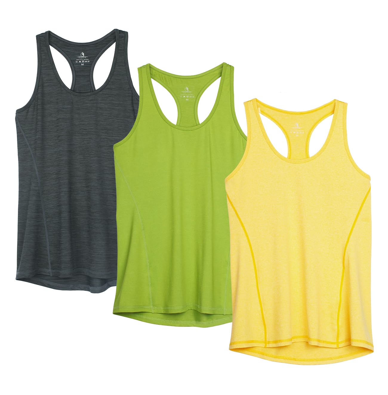 icyzone Débardeur de Sport Femme Dos Nageur Yoga Shirt sans Manches Running Fitness Tank Top, Lot de 3