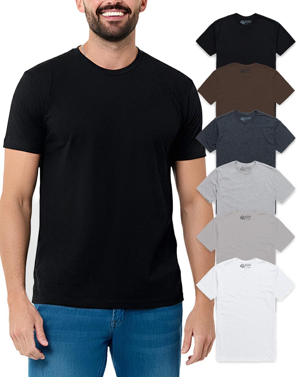 Mens T Shirts Soft Cotton Crew Neck Athletic Fit Casual Tees S-4XL | Soft cotton blend casual tee shirts with 4-way stretch - tag-free athletic fit for gym, work & casual everyday wear.