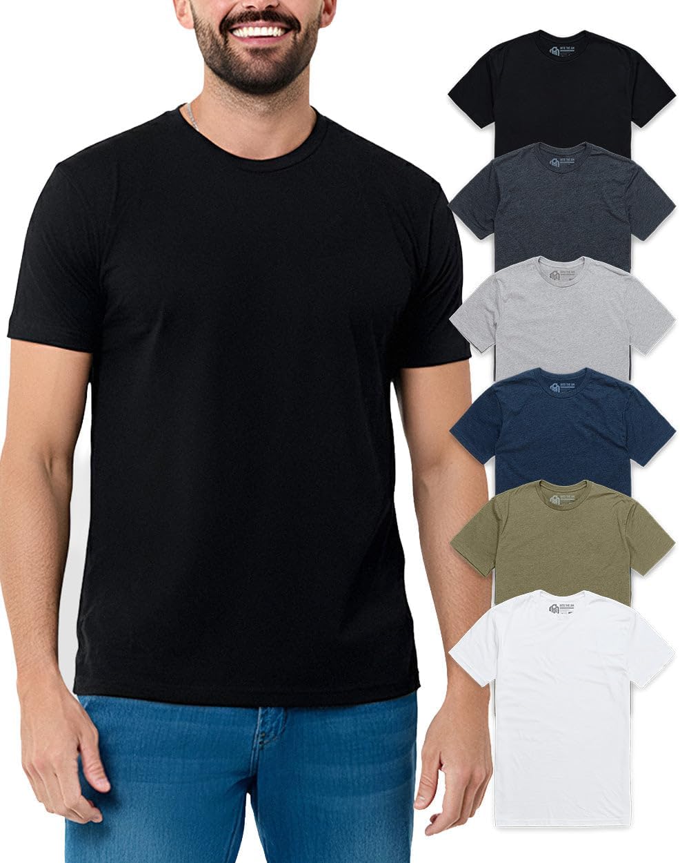 Mens T Shirts Soft Cotton Crew Neck Athletic Fit Casual Tees S-4XL | Soft cotton blend casual tee shirts with 4-way stretch - tag-free athletic fit for gym, work & casual everyday wear.