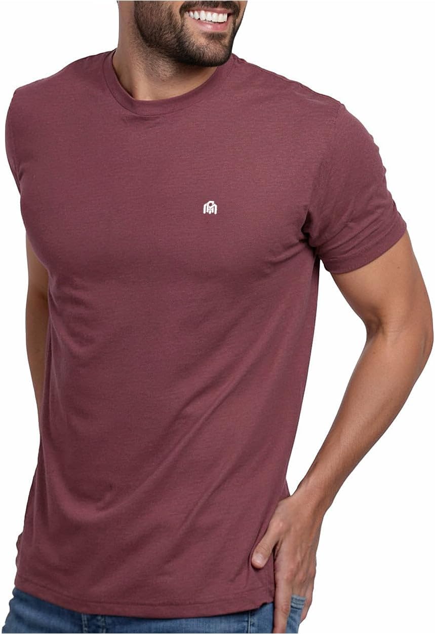 Mens T Shirts Soft Cotton Crew Neck Athletic Fit Casual Tees S-4XL | Soft cotton blend casual tee shirts with 4-way stretch - tag-free athletic fit for gym, work & casual everyday wear.