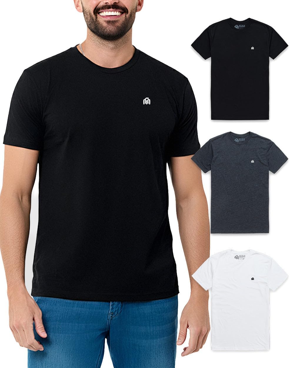 Mens T Shirts Soft Cotton Crew Neck Athletic Fit Casual Tees S-4XL | Soft cotton blend casual tee shirts with 4-way stretch - tag-free athletic fit for gym, work & casual everyday wear.