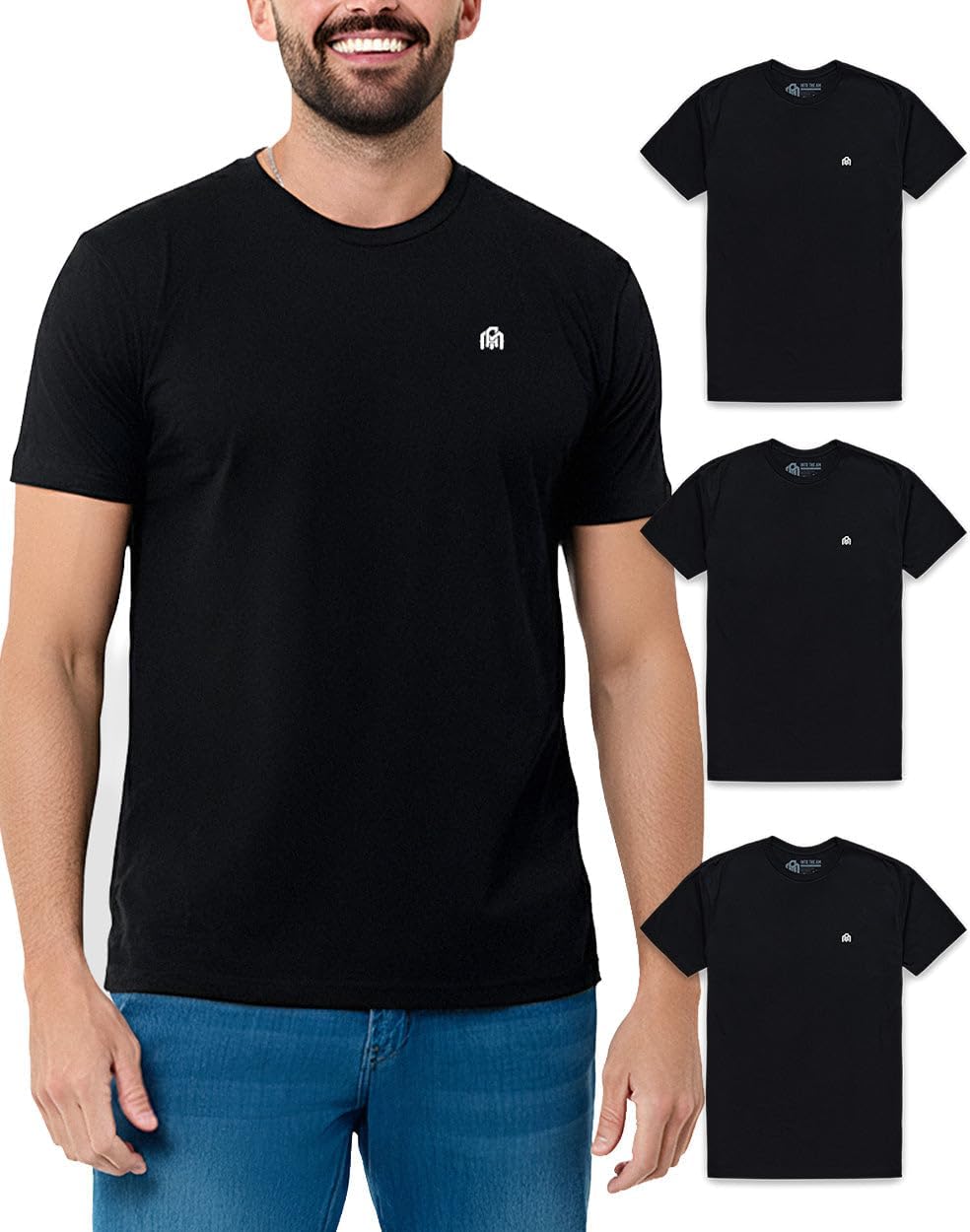 Mens T Shirts Soft Cotton Crew Neck Athletic Fit Casual Tees S-4XL | Soft cotton blend casual tee shirts with 4-way stretch - tag-free athletic fit for gym, work & casual everyday wear.