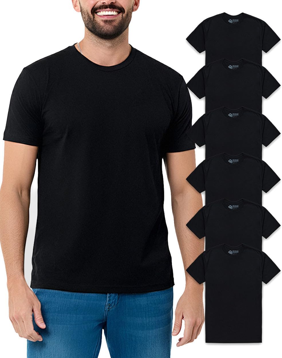 Mens T Shirts Soft Cotton Crew Neck Athletic Fit Casual Tees S-4XL | Soft cotton blend casual tee shirts with 4-way stretch - tag-free athletic fit for gym, work & casual everyday wear.