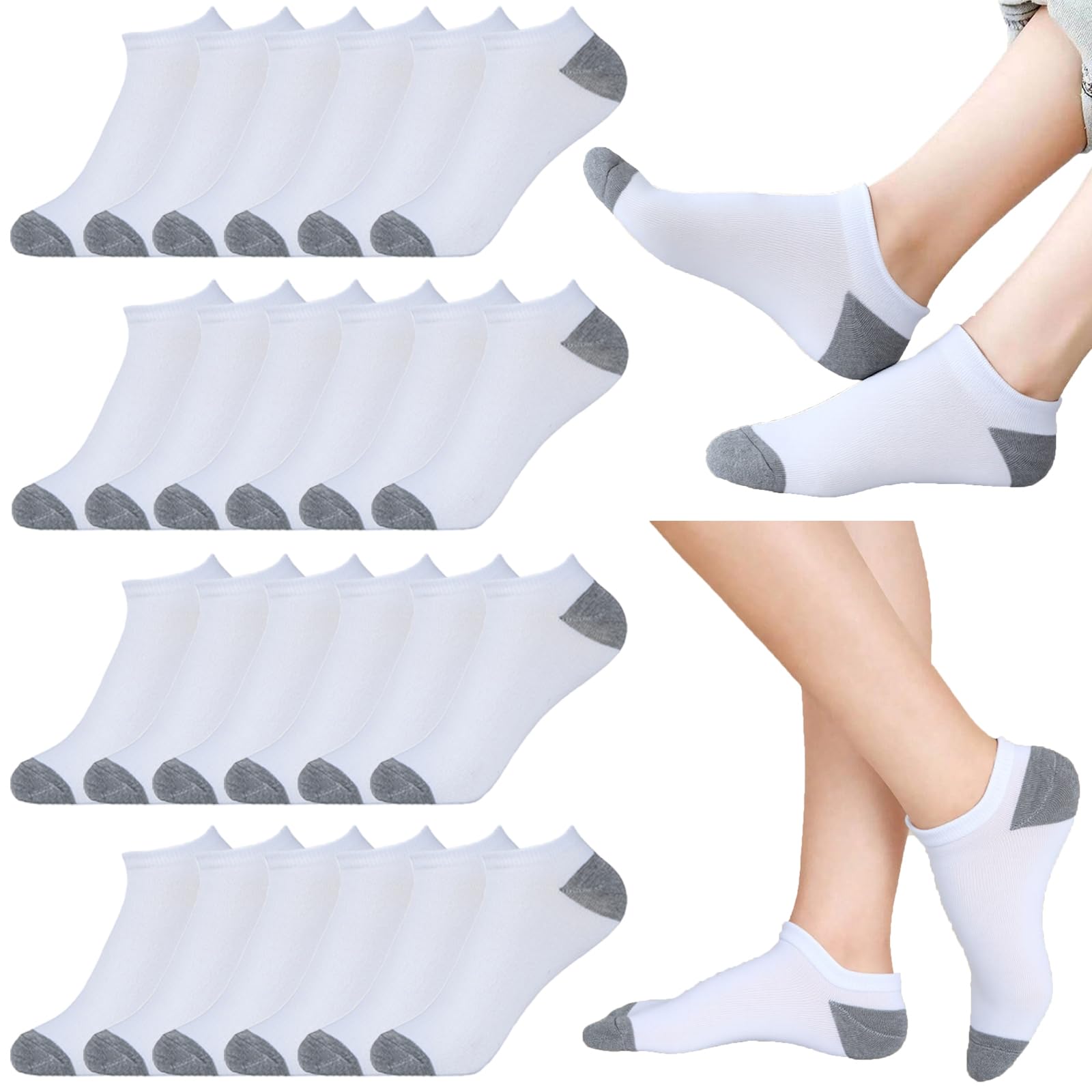 12-30 Pairs Low Cut Ankle Socks for Women No Show Casual Breathable Athletic Socks Bulk for Sport