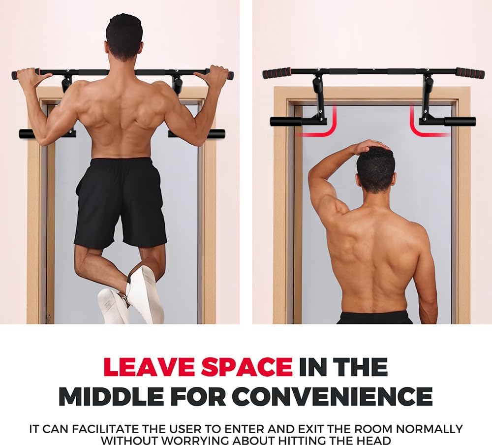 ONETWOFIT Barre de traction pour porte,Avec poignées antidérapantes,Jusqu'à 210 kg Multi-grip,Sans endommager le cadre de la porte,Largeur du cadre de porte Station de Musculation 2 en 1