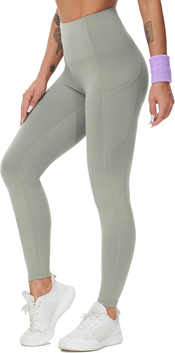 THE GYM PEOPLE Women's Thick High Waist Yoga Pants Workout Leggings | Tummy Control, Deep Side Pockets, Squat-proof, hidden waistband pocket, Flatlock Seams, Running, Yoga, Workout, Athletic