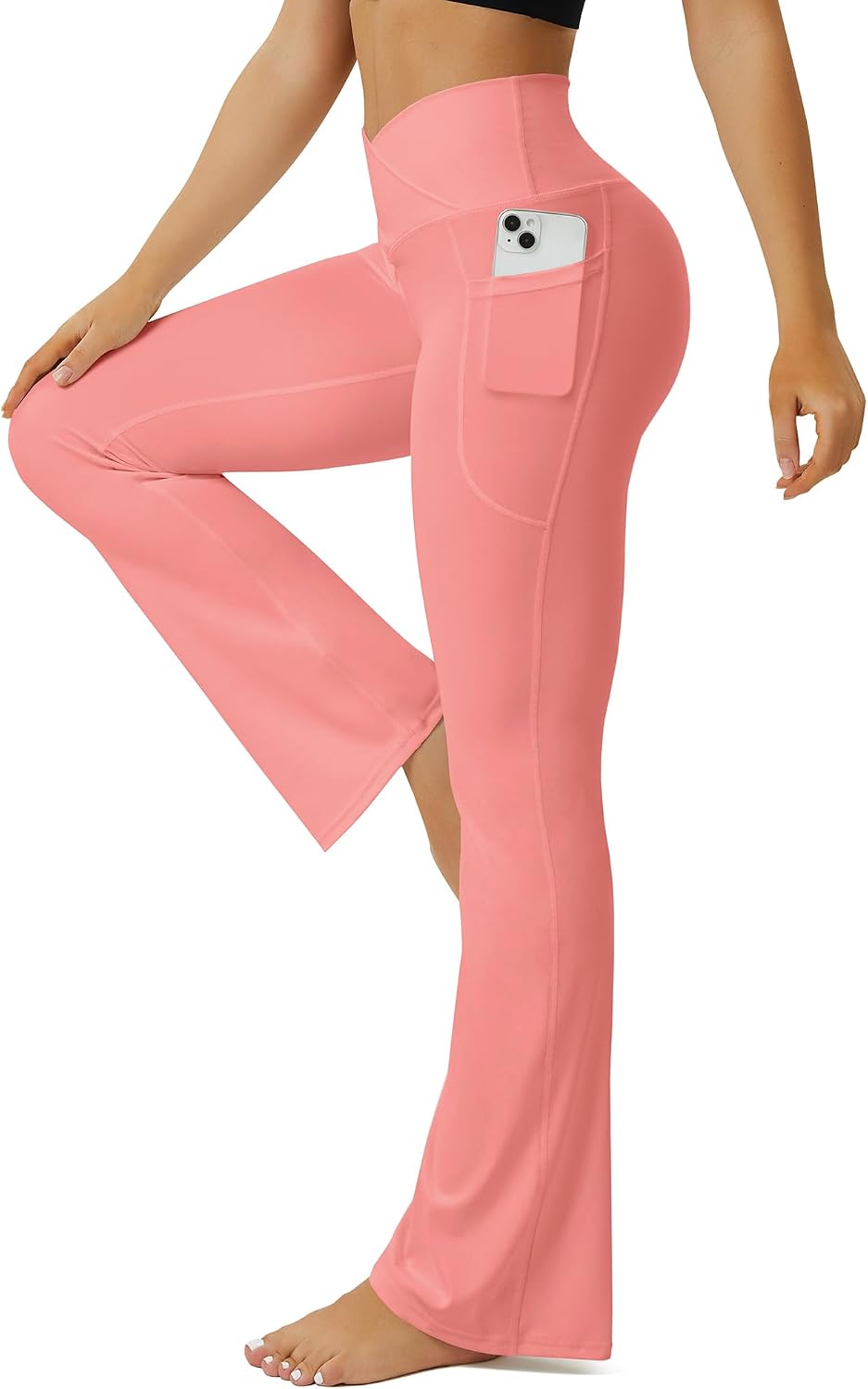 FOHOFO Yoga Pants Women, Flare Leggings for Women with Pockets Crossover High Waisted Bootcut Yoga Pants