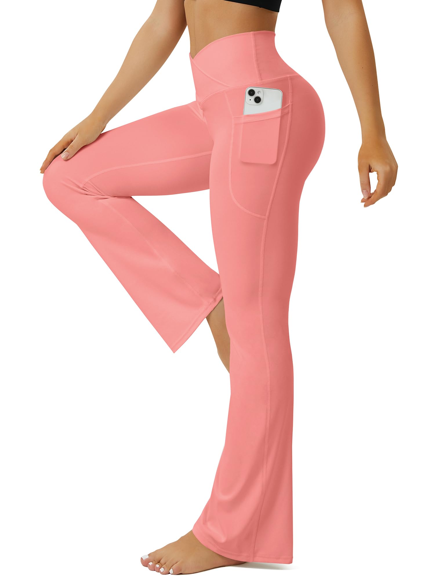FOHOFO Yoga Pants Women, Flare Leggings for Women with Pockets Crossover High Waisted Bootcut Yoga Pants