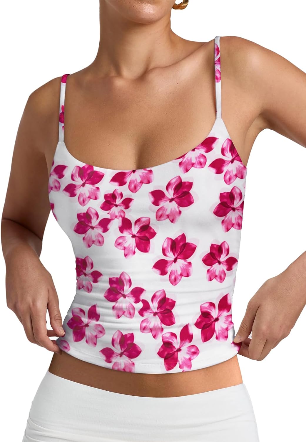 PINKMSTYLE Women's Basic Double Lined Scoop Neck Tank Tops Summer Cami Top | Adjustable Spaghetti Strap,Soft Skin Stretch,Slim Fit for Everyday Wear