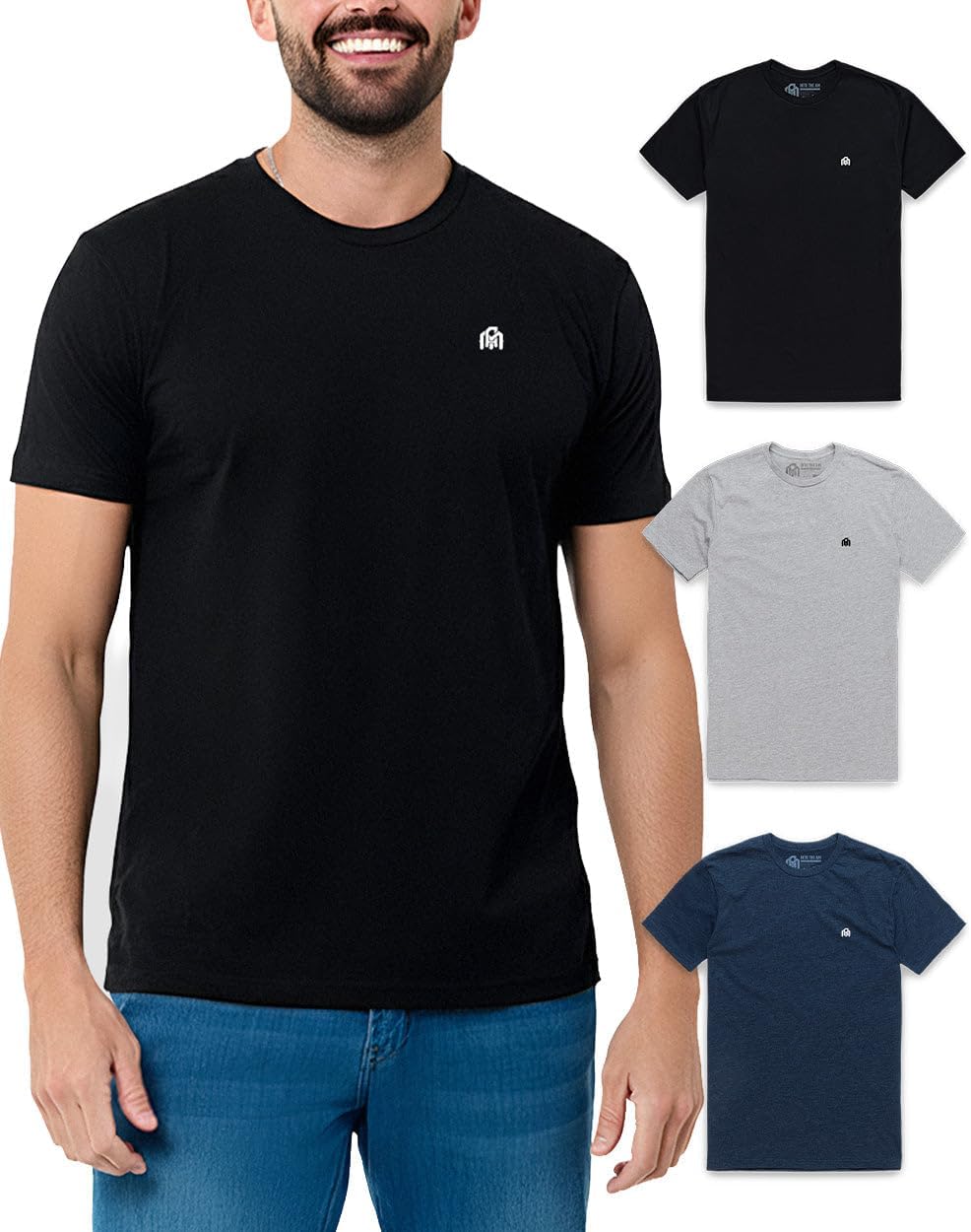 Mens T Shirts Soft Cotton Crew Neck Athletic Fit Casual Tees S-4XL | Soft cotton blend casual tee shirts with 4-way stretch - tag-free athletic fit for gym, work & casual everyday wear.