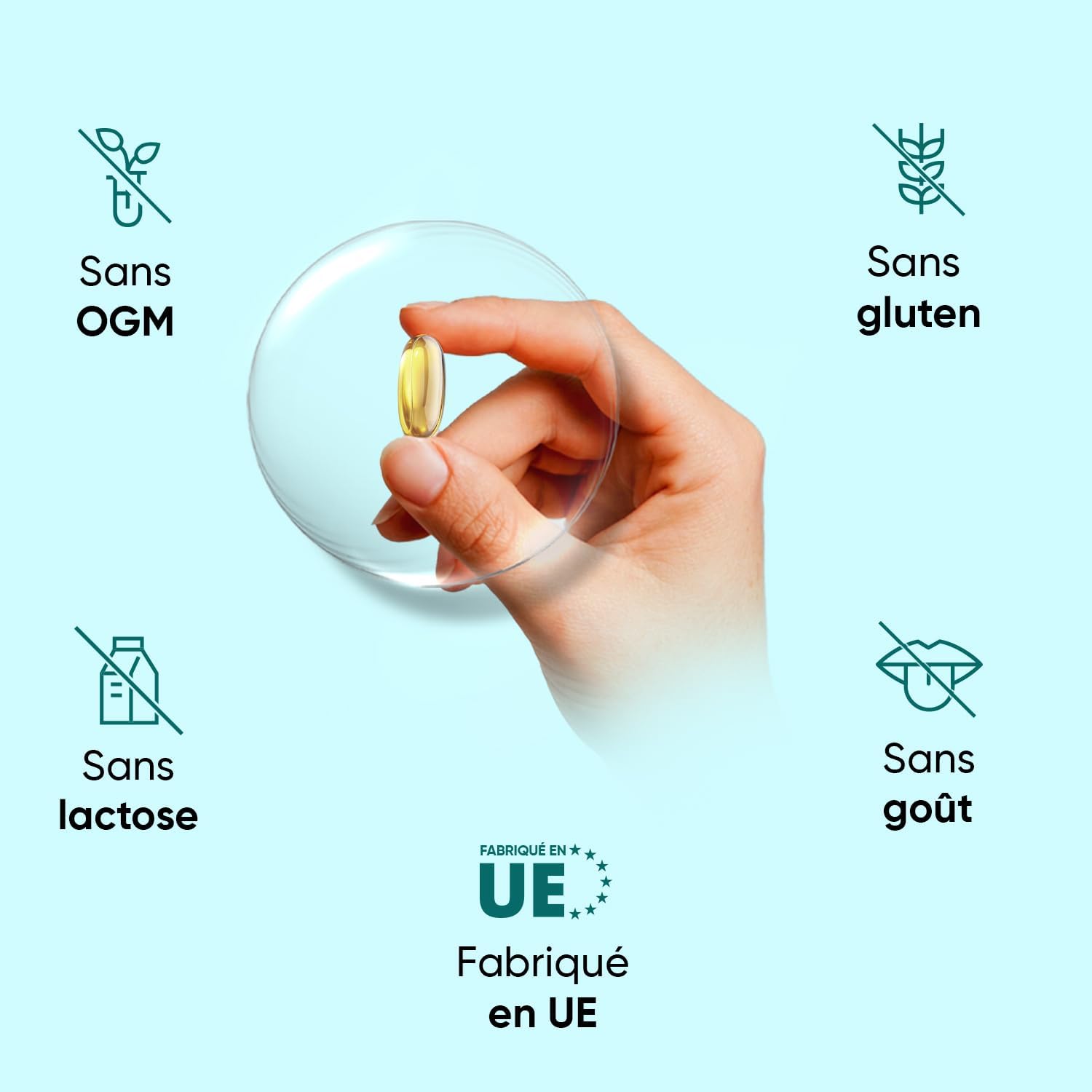 Oméga 3 Huile de Poisson Gélules 2000mg, 240 Gélules Fish Oil Omega 3 | avec EPA 660mg & DHA 440mg, Fish Oil Omega 3 sans Odeur sans OGM sans Gluten et sans Lactose