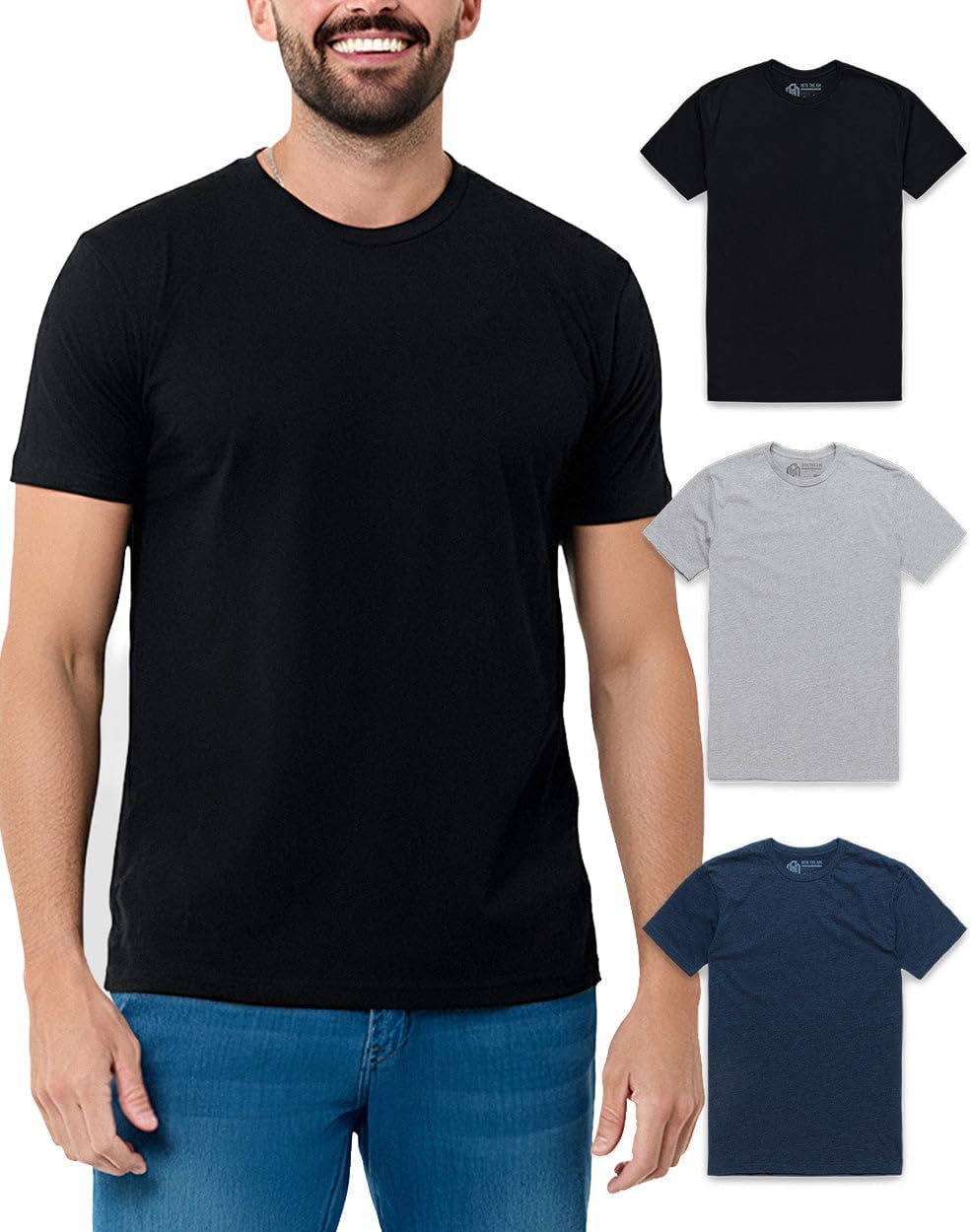 Mens T Shirts Soft Cotton Crew Neck Athletic Fit Casual Tees S-4XL | Soft cotton blend casual tee shirts with 4-way stretch - tag-free athletic fit for gym, work & casual everyday wear.