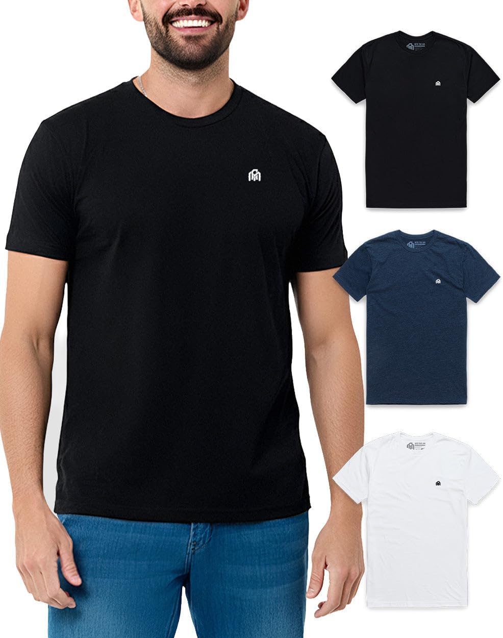 Mens T Shirts Soft Cotton Crew Neck Athletic Fit Casual Tees S-4XL | Soft cotton blend casual tee shirts with 4-way stretch - tag-free athletic fit for gym, work & casual everyday wear.