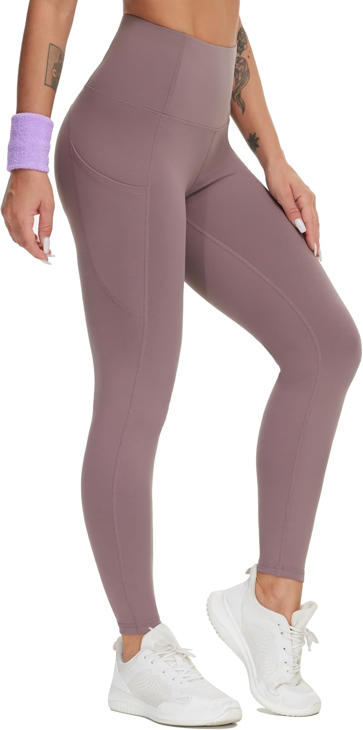 THE GYM PEOPLE Women's Thick High Waist Yoga Pants Workout Leggings | Tummy Control, Deep Side Pockets, Squat-proof, hidden waistband pocket, Flatlock Seams, Running, Yoga, Workout, Athletic