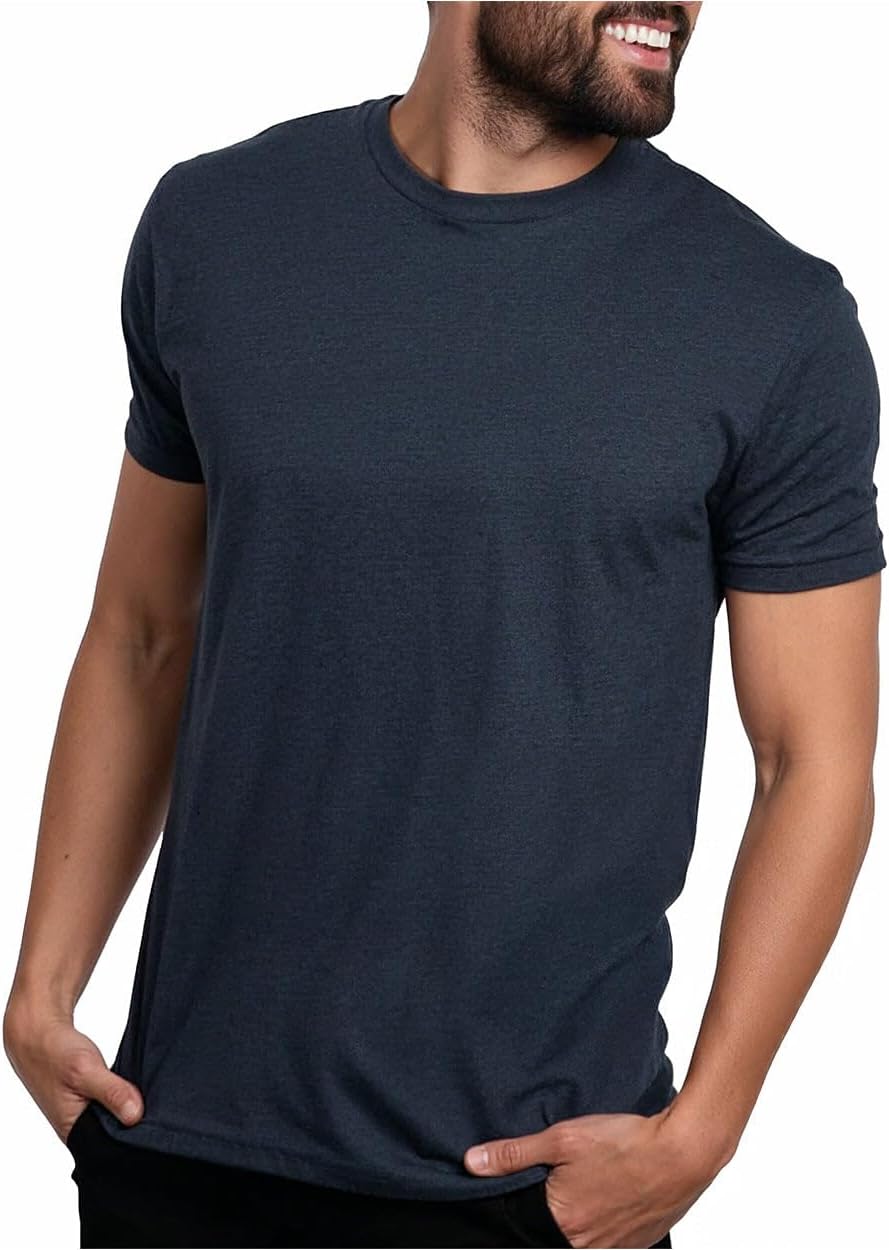 Mens T Shirts Soft Cotton Crew Neck Athletic Fit Casual Tees S-4XL | Soft cotton blend casual tee shirts with 4-way stretch - tag-free athletic fit for gym, work & casual everyday wear.