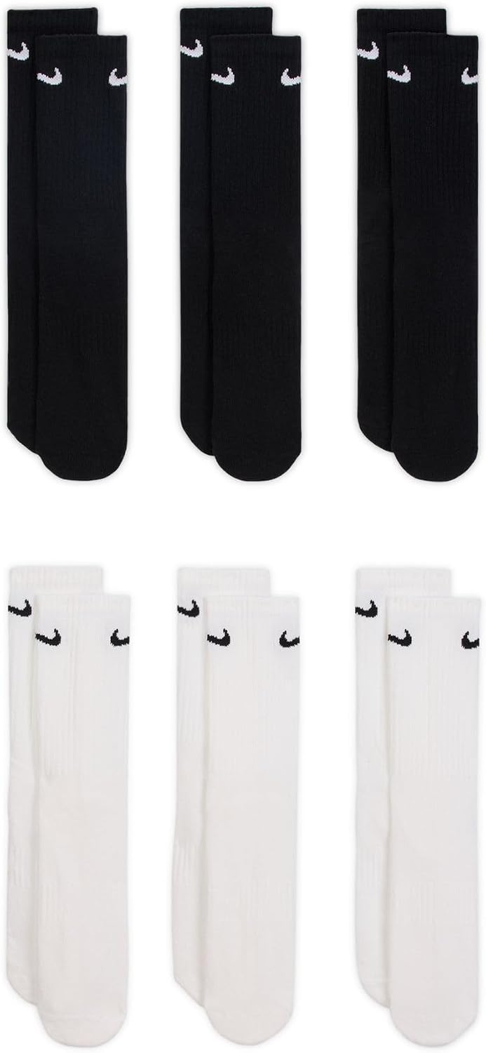 Nike Unisex Adult Everyday Cushioned Training Crew Socks (6-Pack) | Mens and Womens