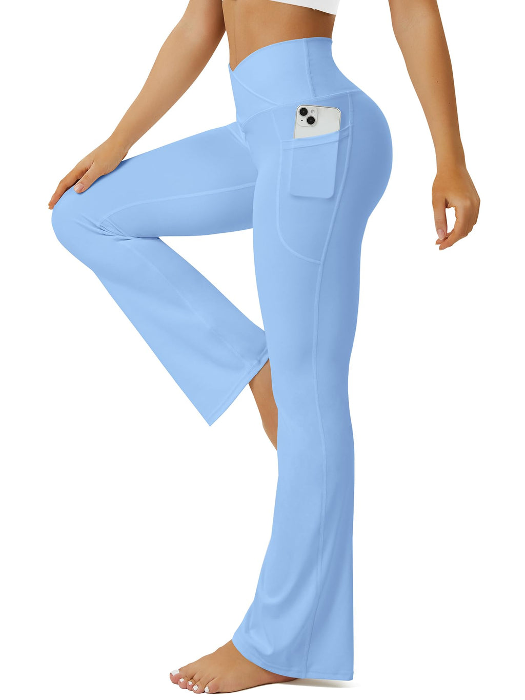 FOHOFO Yoga Pants Women, Flare Leggings for Women with Pockets Crossover High Waisted Bootcut Yoga Pants
