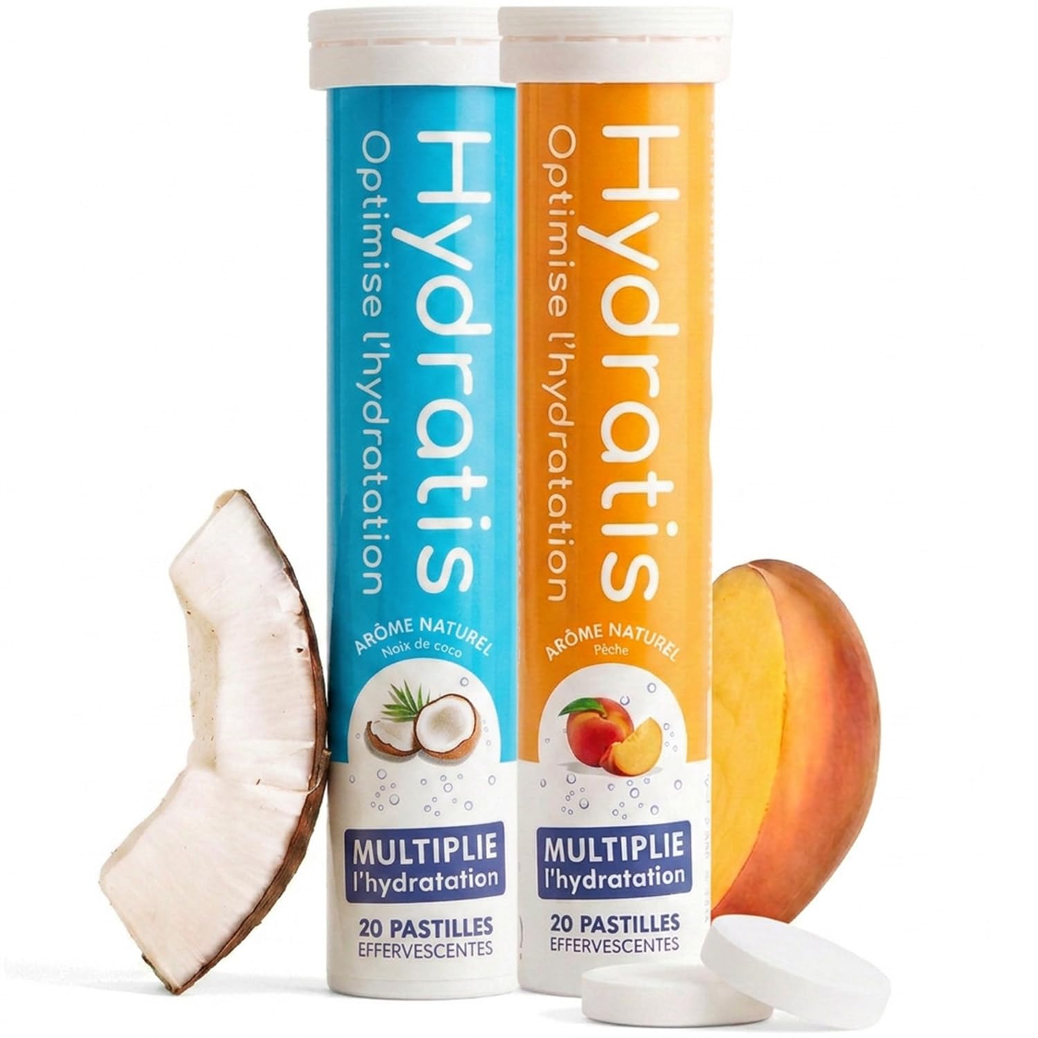 HYDRATIS - Pastilles Hydratation Electrolytes - Mix Fruits des Bois + Pêche - Améliore l'Hydratation et Favorise l'Énergie - Formule Isotonique - Sport, Récupération - 2 tubes (40 Pastilles) | Améliore l'Hydratation et Favorise l'Énergie - Formule Isotoni