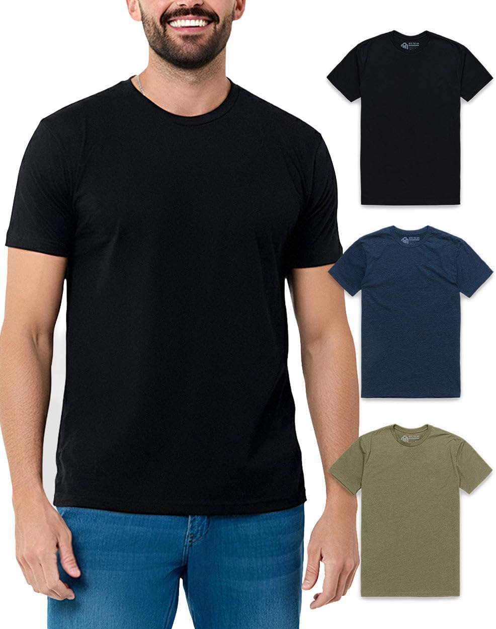 Mens T Shirts Soft Cotton Crew Neck Athletic Fit Casual Tees S-4XL | Soft cotton blend casual tee shirts with 4-way stretch - tag-free athletic fit for gym, work & casual everyday wear.