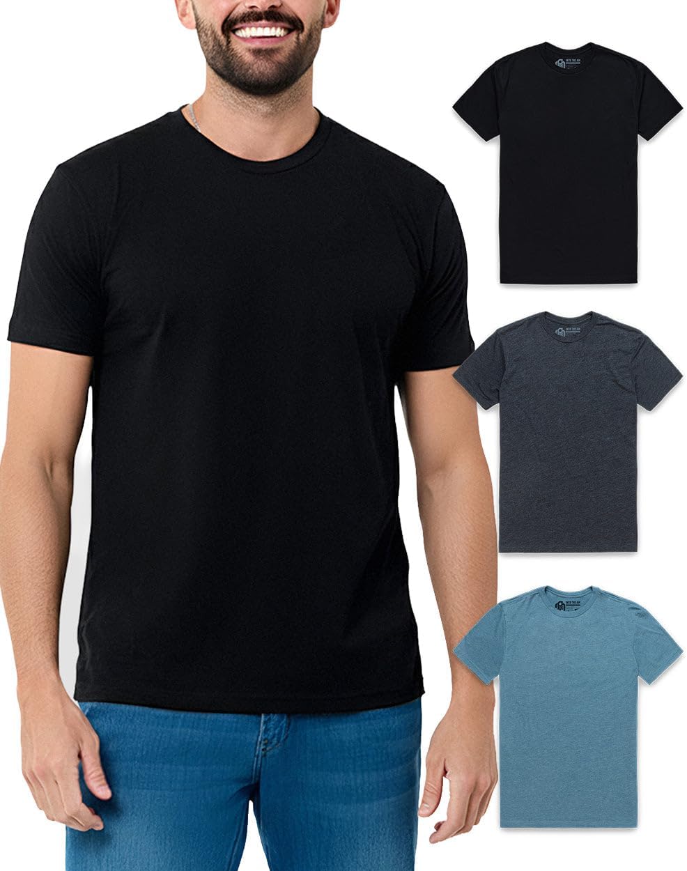 Mens T Shirts Soft Cotton Crew Neck Athletic Fit Casual Tees S-4XL | Soft cotton blend casual tee shirts with 4-way stretch - tag-free athletic fit for gym, work & casual everyday wear.
