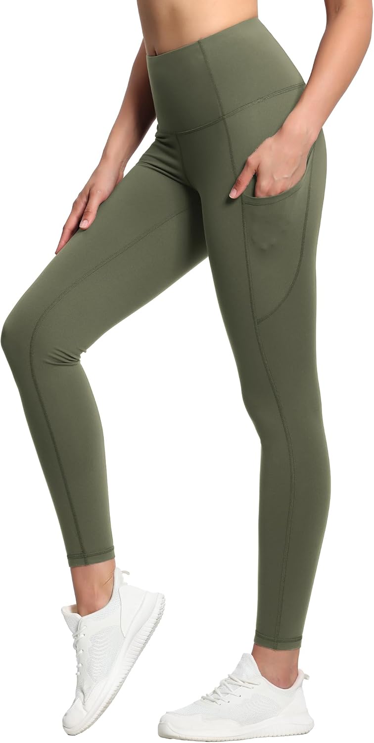 THE GYM PEOPLE Women's Thick High Waist Yoga Pants Workout Leggings | Tummy Control, Deep Side Pockets, Squat-proof, hidden waistband pocket, Flatlock Seams, Running, Yoga, Workout, Athletic