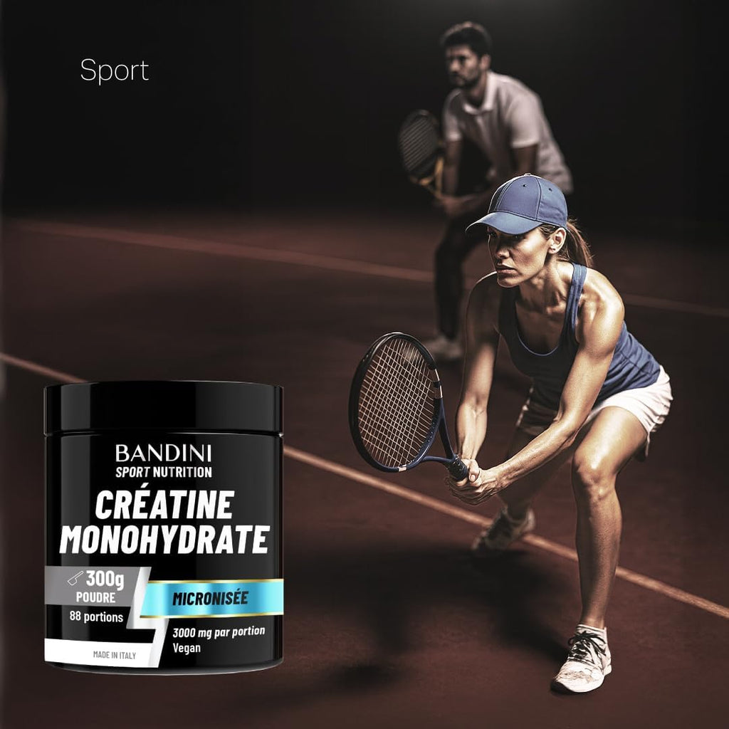 Bandini® Créatine Monohydrate en Poudre - 100% Pure Creatin non aromatisé | pour Augmenter la Performance et la Puissance Musculaire, 88 Portions, 300 g, Micronised Creatine Powder, soluble et vegan