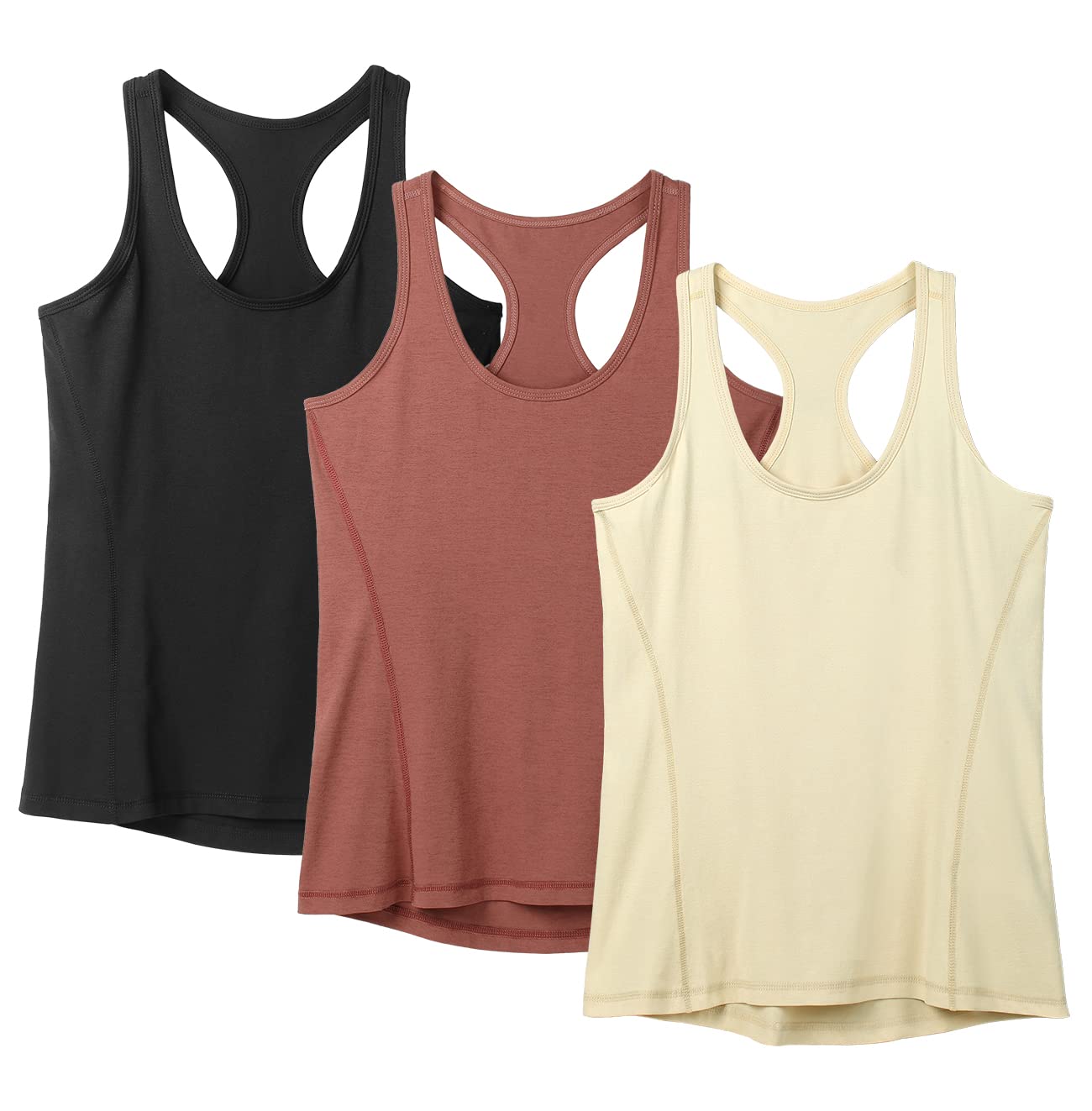 icyzone Débardeur de Sport Femme Dos Nageur Yoga Shirt sans Manches Running Fitness Tank Top, Lot de 3