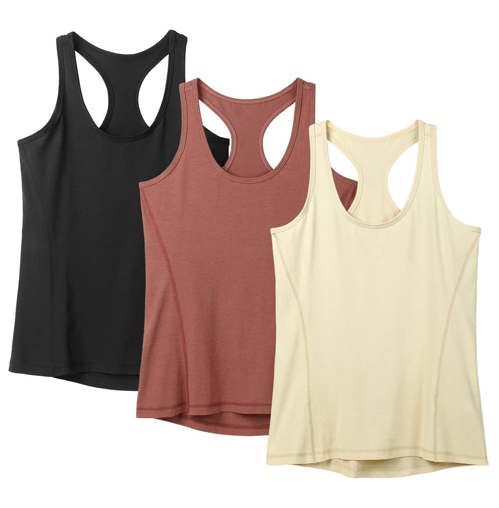 icyzone Débardeur de Sport Femme Dos Nageur Yoga Shirt sans Manches Running Fitness Tank Top, Lot de 3