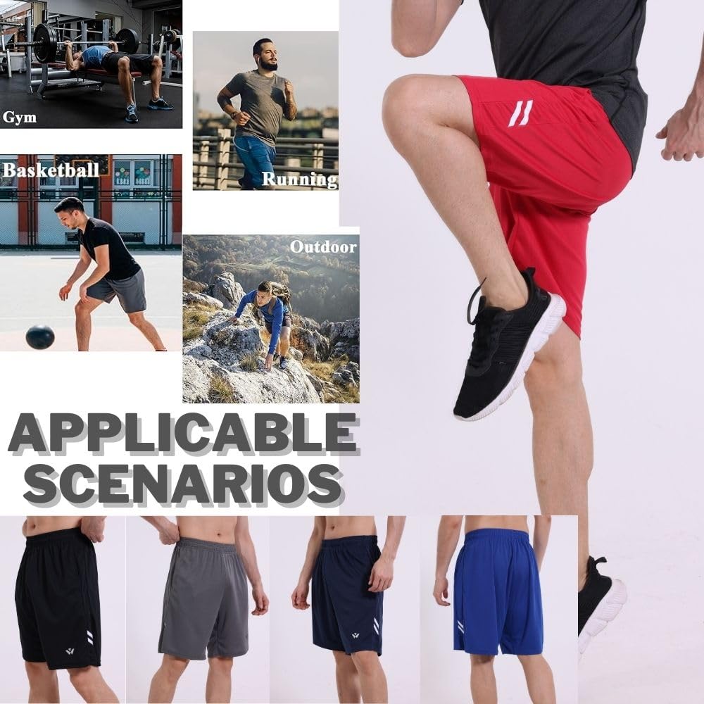 Lot de 5 shorts de sport pour homme avec poches et taille élastique, séchage rapide, shorts de course à pied