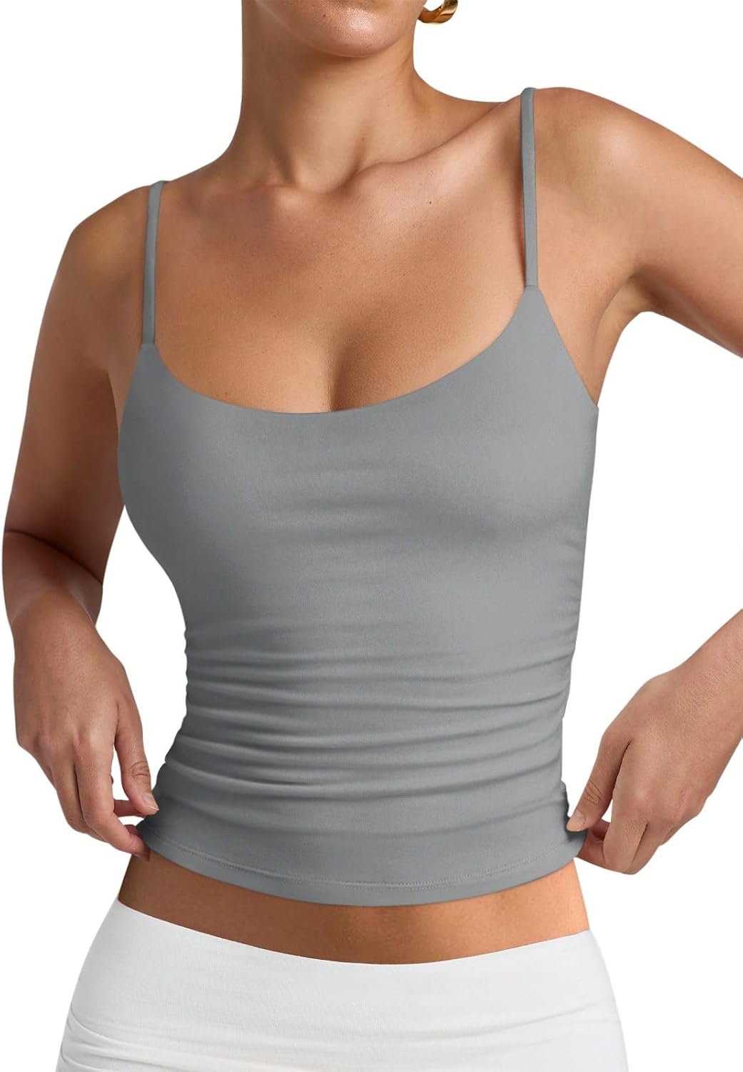 PINKMSTYLE Women's Basic Double Lined Scoop Neck Tank Tops Summer Cami Top | Adjustable Spaghetti Strap,Soft Skin Stretch,Slim Fit for Everyday Wear