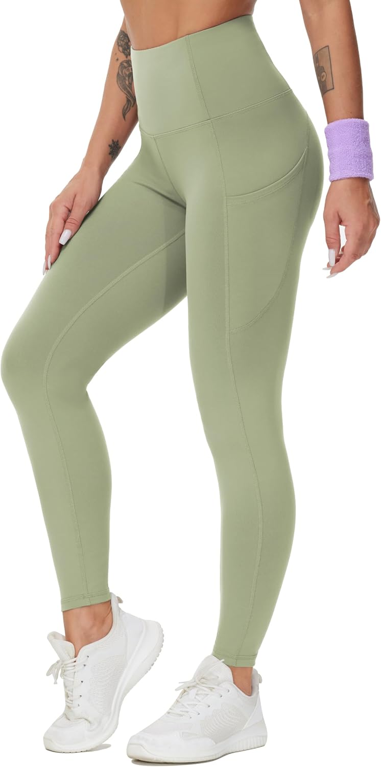 THE GYM PEOPLE Women's Thick High Waist Yoga Pants Workout Leggings | Tummy Control, Deep Side Pockets, Squat-proof, hidden waistband pocket, Flatlock Seams, Running, Yoga, Workout, Athletic