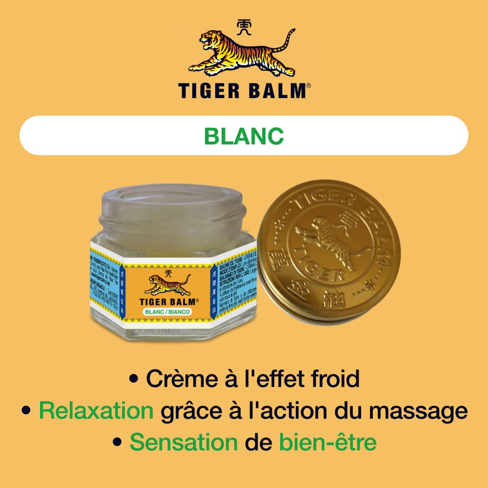 Tiger Balm® Baume du Tigre® Baume Blanc, Effet froid, Après l'effort, 30 g