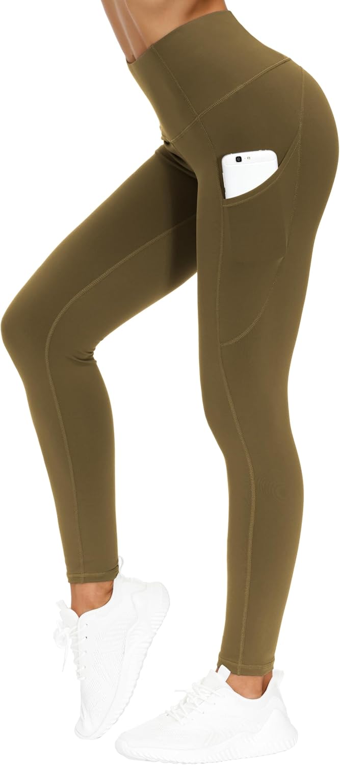 THE GYM PEOPLE Women's Thick High Waist Yoga Pants Workout Leggings | Tummy Control, Deep Side Pockets, Squat-proof, hidden waistband pocket, Flatlock Seams, Running, Yoga, Workout, Athletic