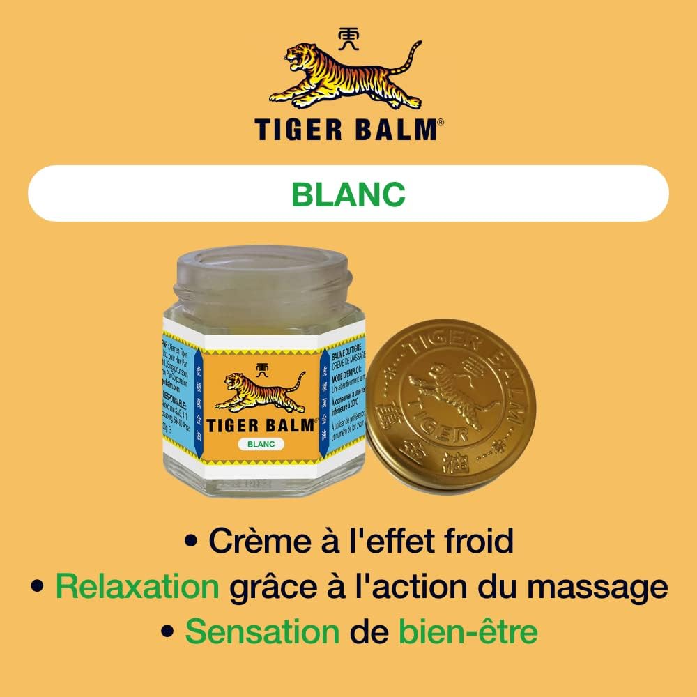Tiger Balm® Baume du Tigre® Baume Blanc, Effet froid, Après l'effort, 30 g